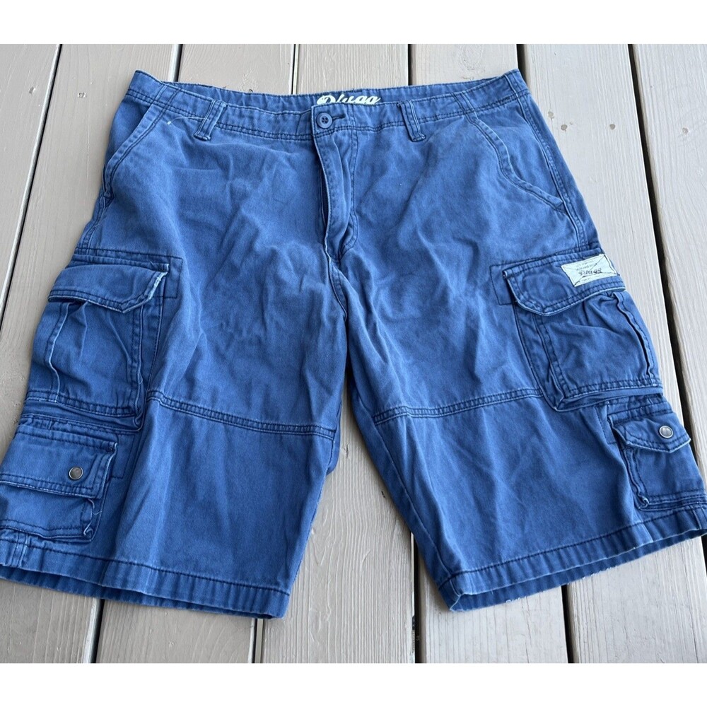 PLUGG Cargo Men's Cargo Utility Shorts Paratrooper Vibe 100% Cotton Blue Size 38